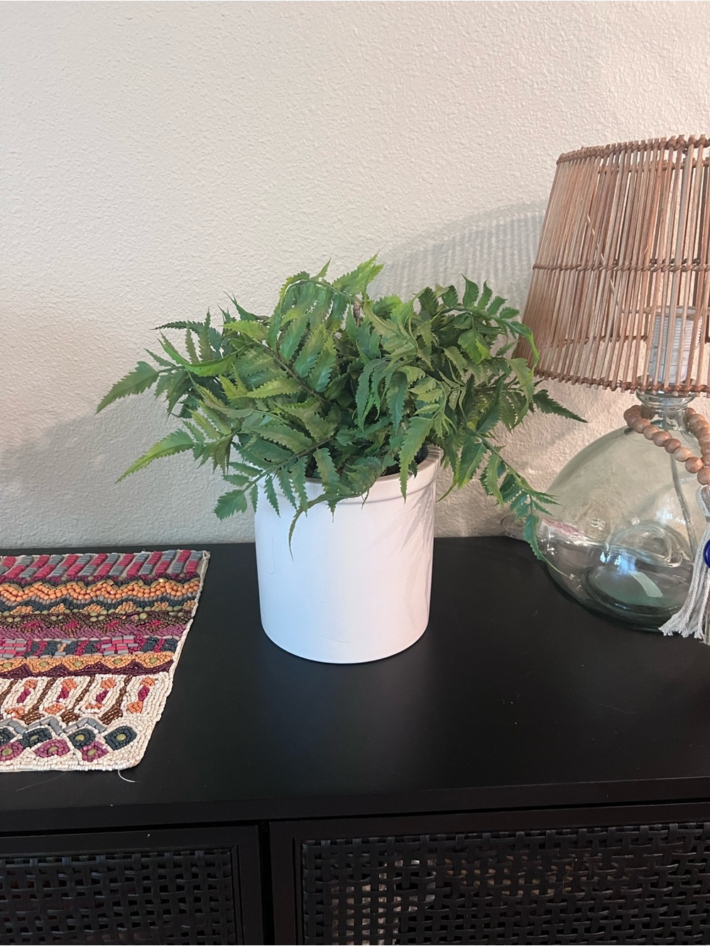 Threshold Green Faux Fern in White Planter